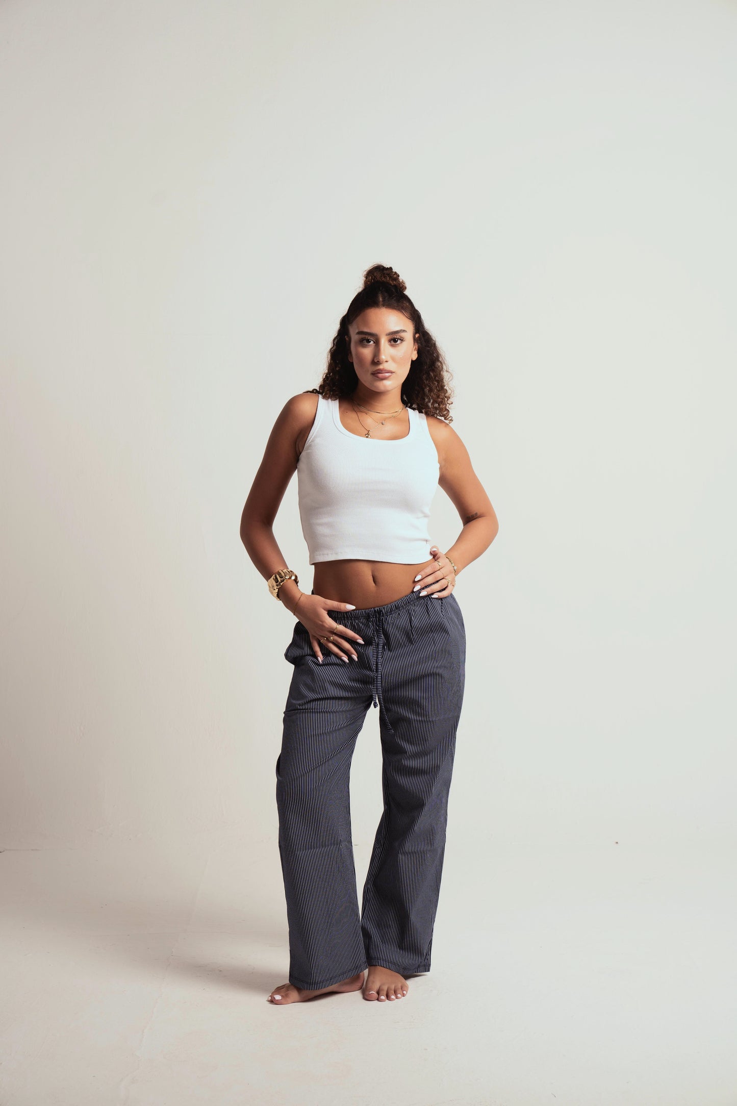 Striped navy pants