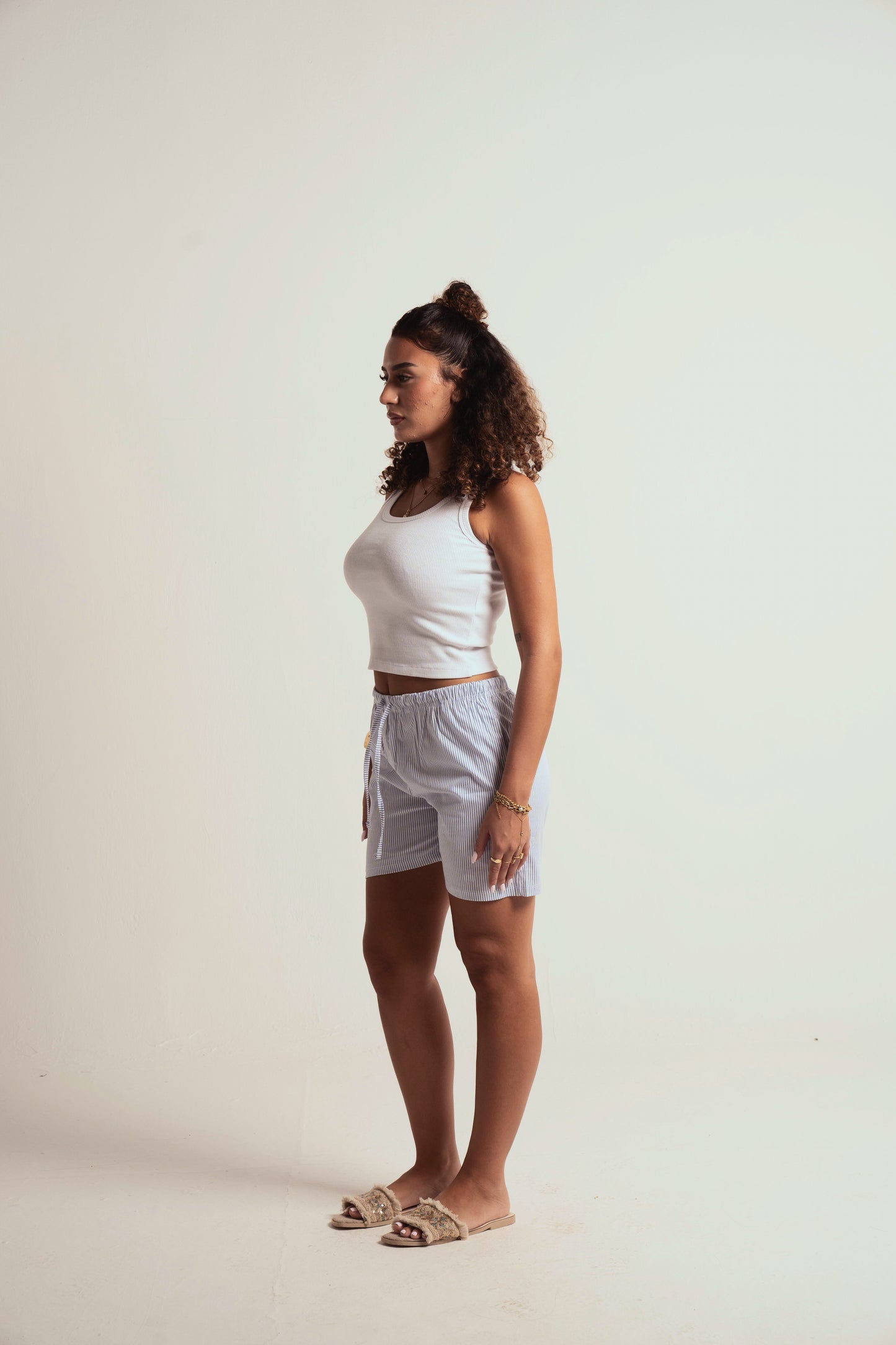 Striped light blue short