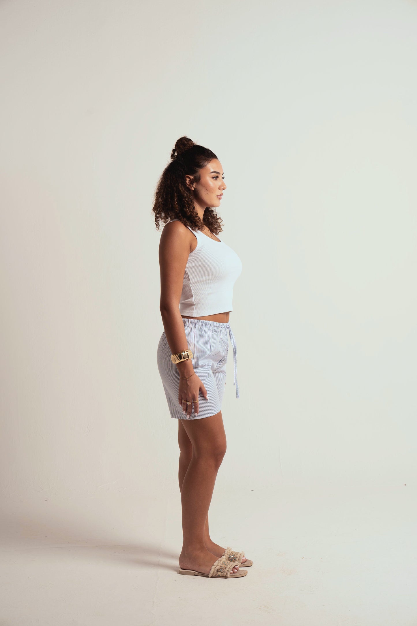 Striped light blue short