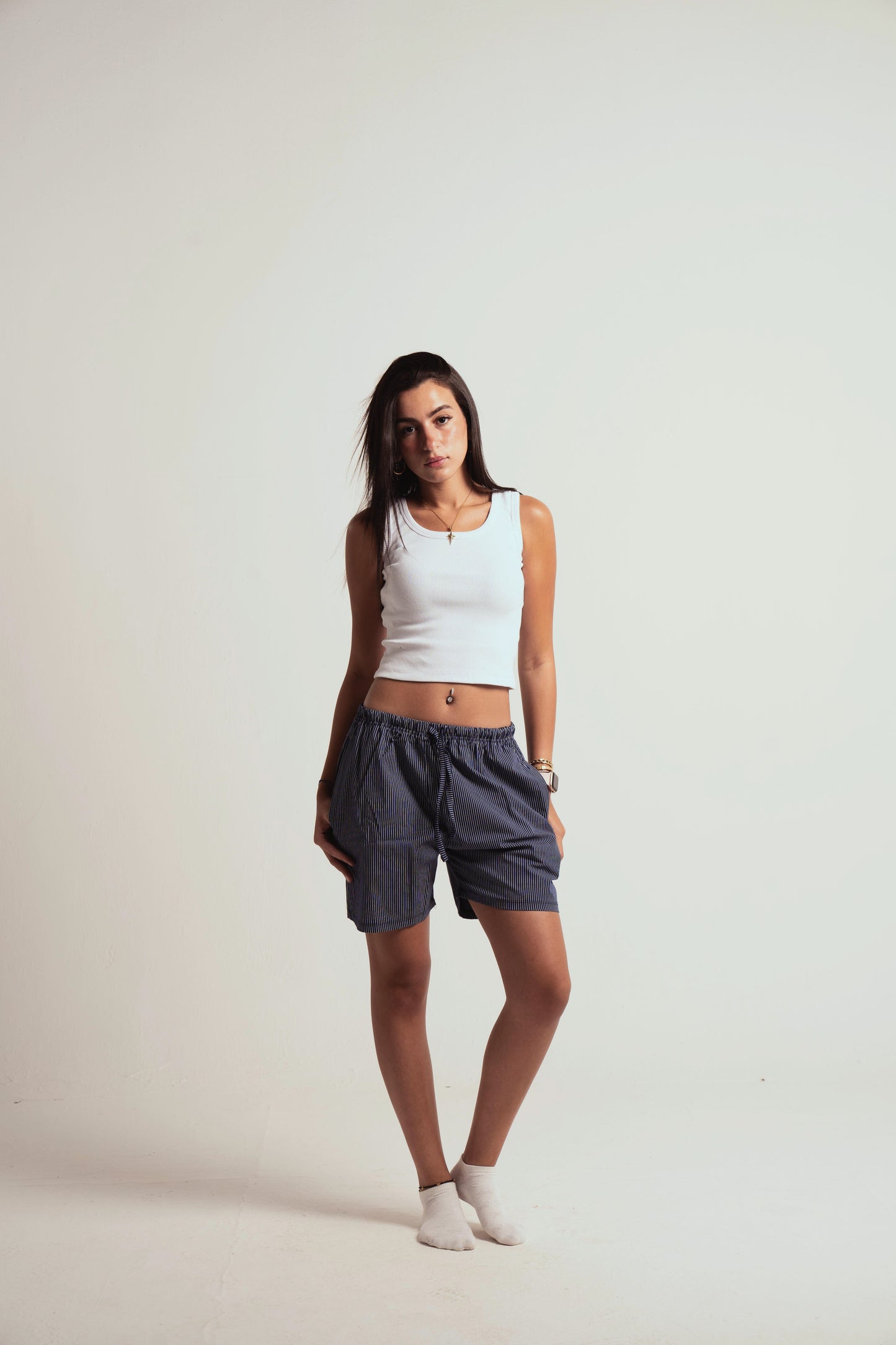 Striped navy short